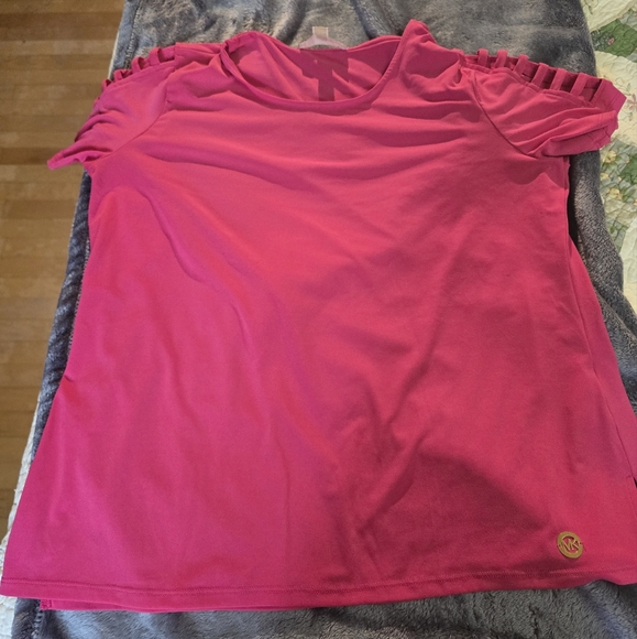 Michael Kors Tops - Michael Kors Hot Pink Cutout Sleeve Top-XL